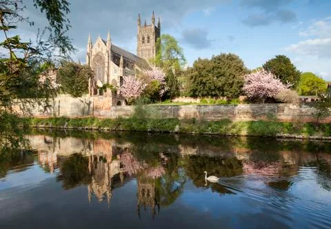 Worcester cathedral on a fine spring evening Stock Photos