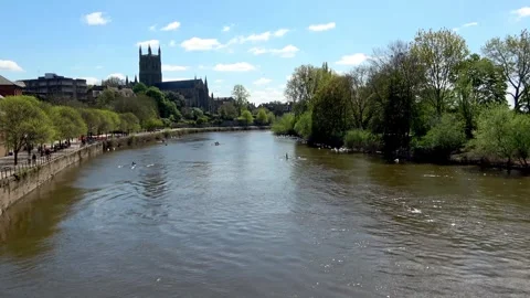 Worcester River Severn view Stock Footage 273511718