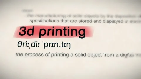 The Word 3D printing in a Dictionary Animation Video stock 302032765