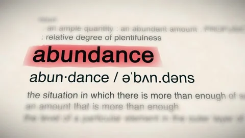 The Word abundance in a Dictionary Animation Stock Footage 302032825