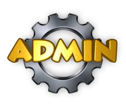 The word admin and gear wheel - 3d rendering Illustrazione stock