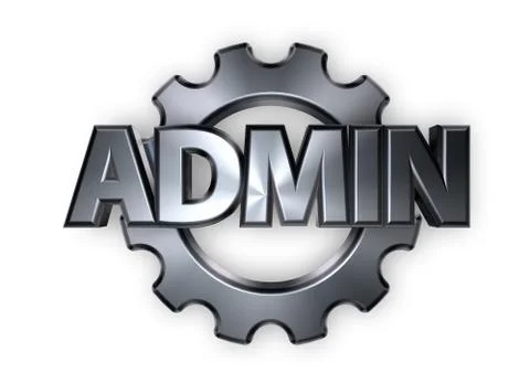 The word admin and gear wheel - 3d rendering Stock Illustration