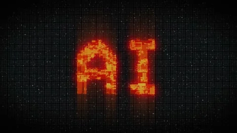 Word AI acronym for Artificial Intelligence with a heavy distortion glitch Stock Footage 232989388