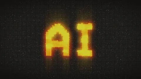 Word AI acronym for Artificial Intelligence with a heavy distortion glitch Stock Illustration
