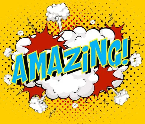 Word Amazing on comic cloud explosion background Illustrazione stock