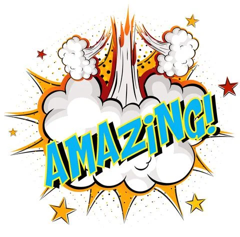Word Amazing on comic cloud explosion background イラスト素材