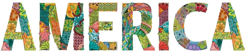 Word America. Vector zentangle object for decoration Stock Illustration
