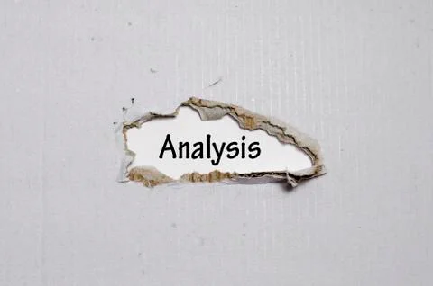The word analysis appearing behind torn paper Stock Photos