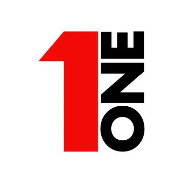 Word and number one vector. First template icon. One symbol silhouette Stock Illustration