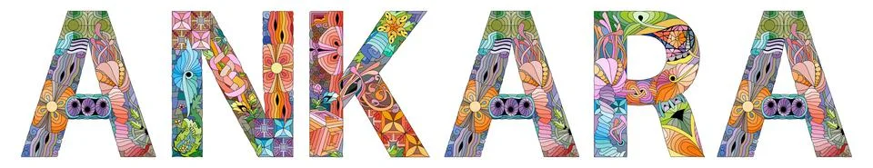 Word ANKARA. Vector zentangle object for decoration Stock Illustration