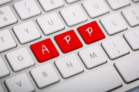 The word "app" written on keyboard. Stock Illustration
