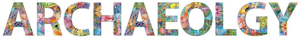 Word archaeology. Vector zentangle object for decoration Stock Illustration