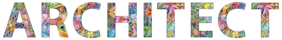 Word ARCHITECT. Vector zentangle object for decoration Stock Illustration