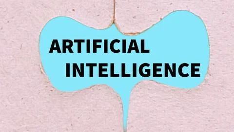 The word artificial intelligence in the gap of the puzzle Stock Photos