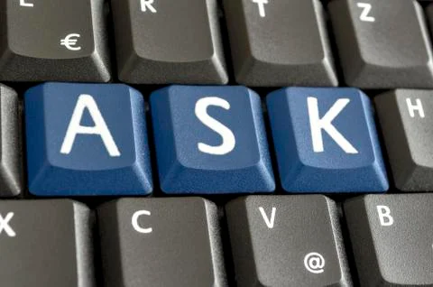 Word Ask spekked on computer keyboard Stock Photos