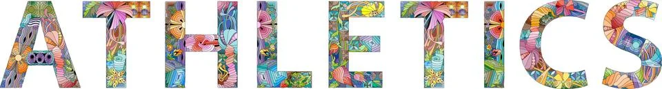 Word ATHLETICS. Vector zentangle object for decoration Stock Illustration