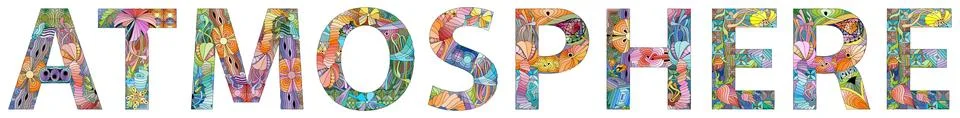Word ATMOSPHERE. Vector zentangle object for decoration 스톡 일러스트
