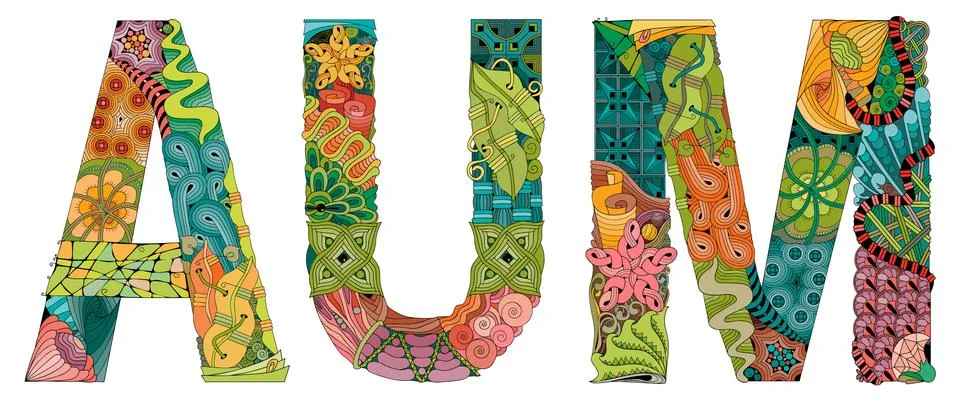 Word AUM. Vector zentangle object for decoration Illustrazione stock