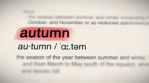 The Word autumn in a Dictionary Animation Stock Footage 302033994