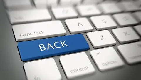 Word "BACK" on a key on a modern keyboard Stock Illustration