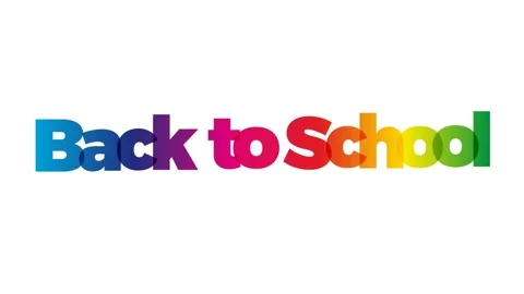 The word back to school. Banner with the text colored rainbow.  2D animation. Stock Footage 137784624