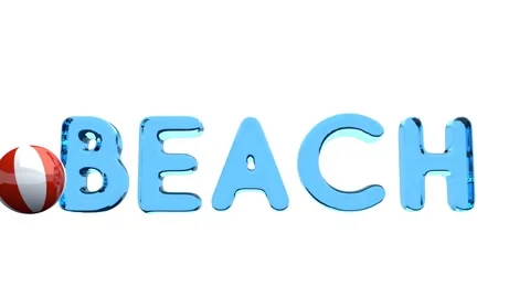 Word BEACH isolated on the white with red ball. Stock Footage 49672236