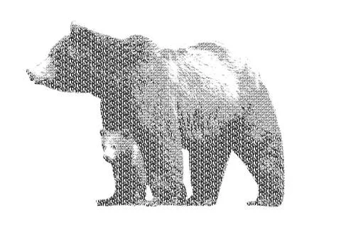 Word bear mixed to be figure of bear, with typography style, isolated on whit Stock Illustration