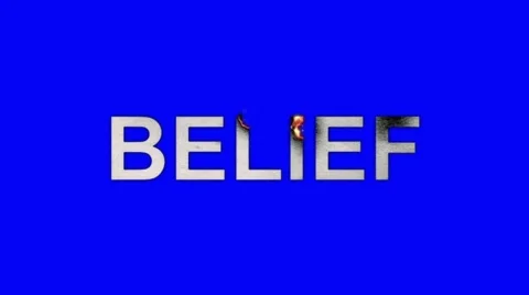 The Word Belief Burning in Flames to Ashes on a Blue Screen Background Stock Footage 61038649