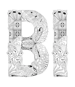 Word BI for coloring. Vector decorative zentangle object Stock Illustration