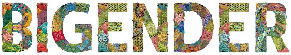 Word Bigender. Vector zentangle object for decoration Illustrazione stock