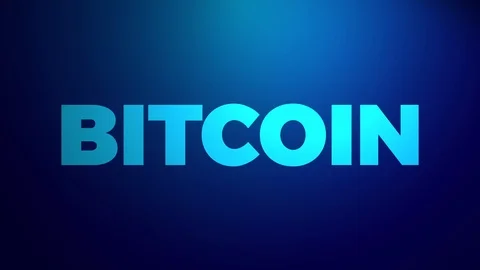 Word Bitcoin on a Blue Background. Stock Footage 108250536