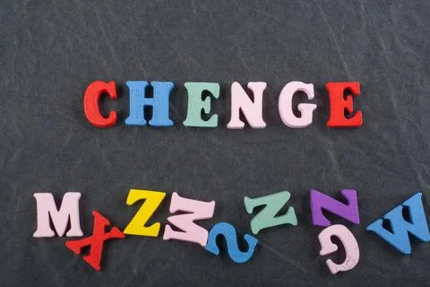 Word on black board background composed from colorful abc alphabet block wood Stock Photos