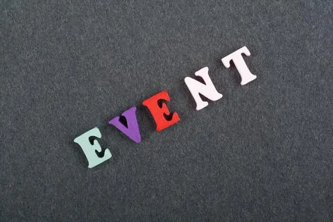 Word on black board background composed from colorful abc alphabet block wood Stock Photos