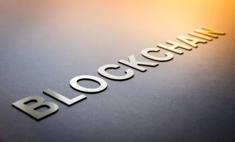 Word blockchain written with white solid letters Foto stock
