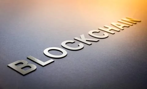  Word blockchain written with white solid letters Word blockchain written ... Foto stock