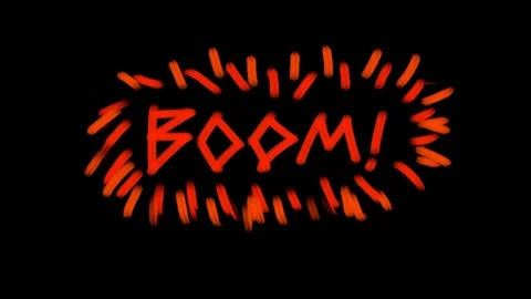 The word Boom is orange, designed in a brush stroke style with a pop-up  Video stock 291978748