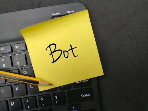 The word BOT on black background. Stock Photos