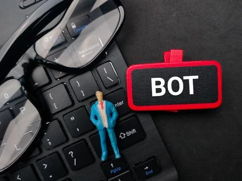 The word BOT on black background. Stock Photos