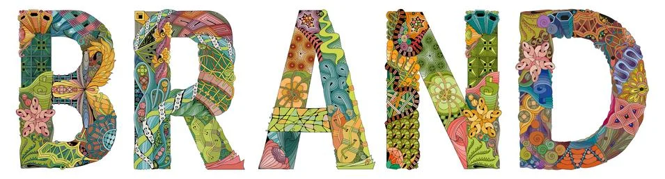 Word BRAND. Vector zentangle object for decoration Illustrazione stock