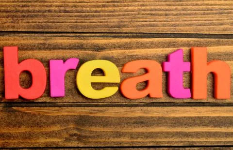 Word Breath on table Stock Photos