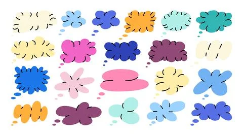 Word bubbles for text, thought clouds, empty frames for chats and messages. Illustrazione stock