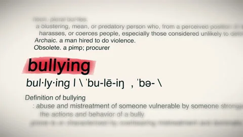 The Word Bullying Red Highlighted In A D Stock Video Pond5   Word Bullying Red Highlighted Dictionary Footage 178786979 Iconl 