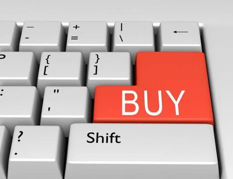Word BUY is written on a computer keyboard. Conceptual image on a computer ke Ilustração Stock