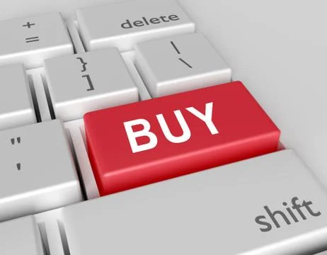 Word BUY is written on a computer keyboard. Conceptual image on a computer ke Ilustração Stock