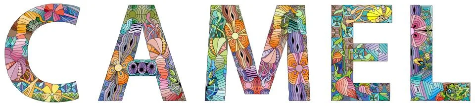 Word CAMEL. Vector zentangle object for decoration Stock Illustration