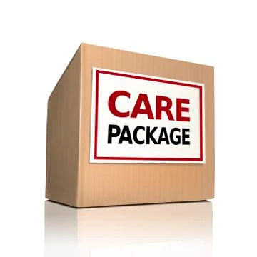 The word care package on a paper box Stockillustratie