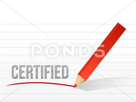 Word certified written on a white notepaper Stock Illustration