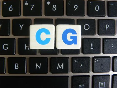 Word CG (Computer Graphics) on keyboard background Stock Photos