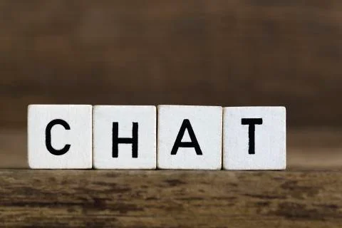 The word chat written in cubes Stock Photos