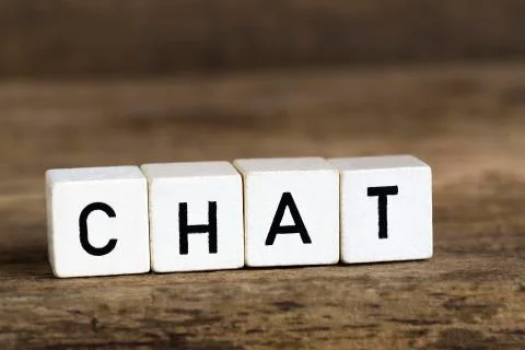 The word chat written in cubes Stock Photos